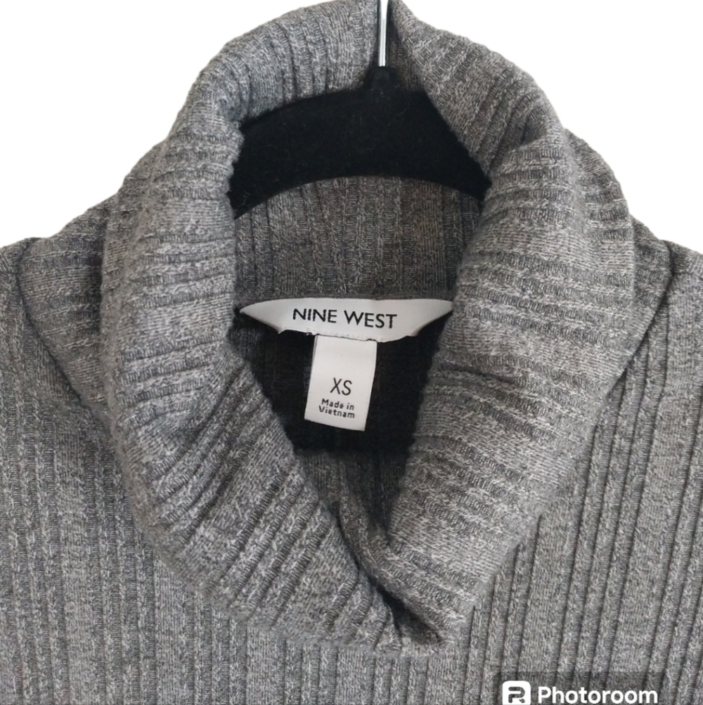 Nine West Knit dress women's size xs gray maxi turtle neck - Picture 2 of 4